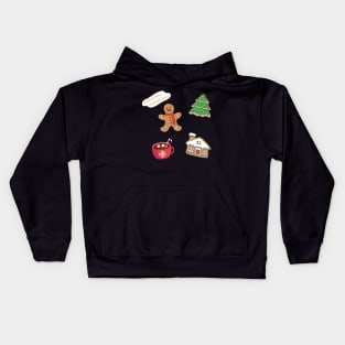 Christmas Gingerbread Stickers Kids Hoodie